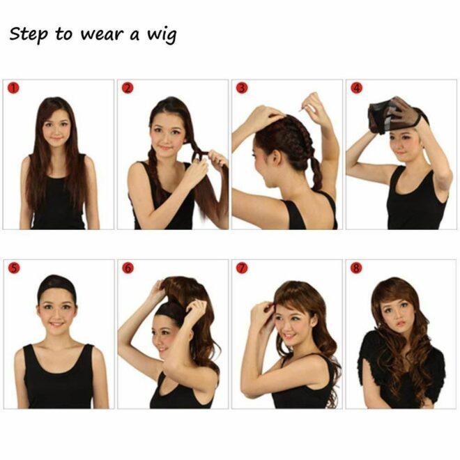Women's wigs short straight black and red mixed color mechanism chemical fiber head covering African wigs - Image 3