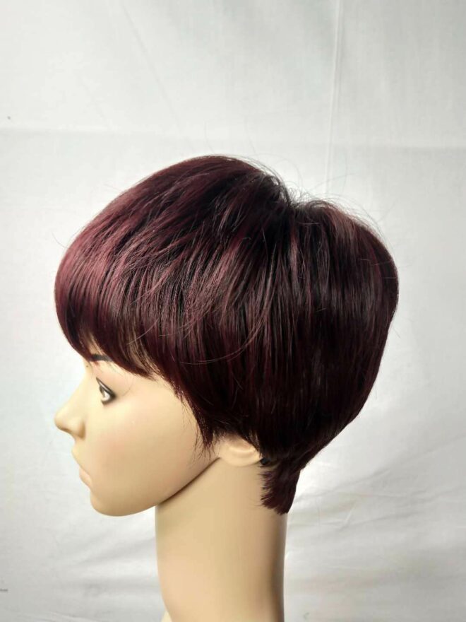 Women's wigs short straight black and red mixed color mechanism chemical fiber head covering African wigs - Image 5