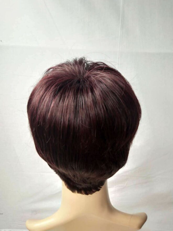 Women's wigs short straight black and red mixed color mechanism chemical fiber head covering African wigs - Image 6
