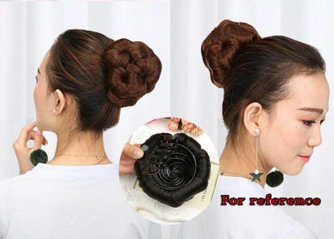 Womens Hair Chignon Curly Disk Updo Hairpieces Hair Bun Extensions Claw, Light Brown - Image 2