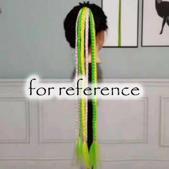 Highlight Fluorescent Pink Green Yellow Hair Braid Wig Nightclub Braid Hair Ring Party Braid Ponytail Hair Extensions Bling Hairpieces - Image 2