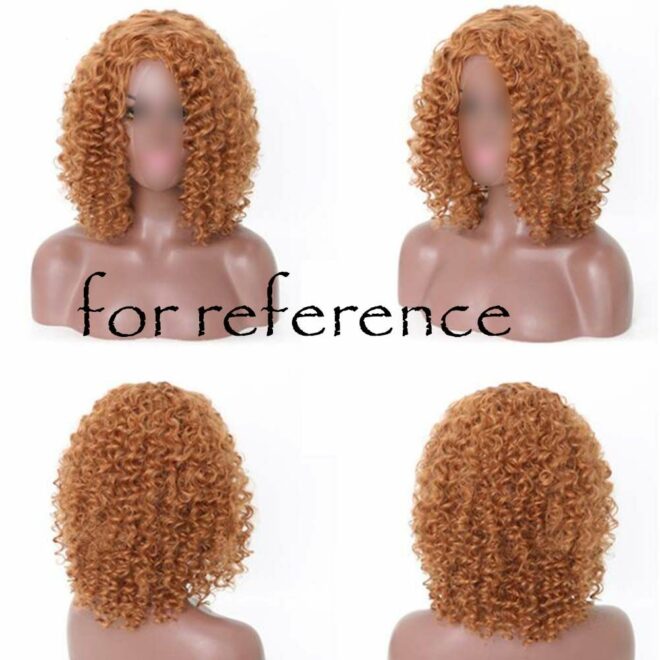 Light Coffee Afro Hair Wig Short Curly with Bangs Fluffy Wigs Synthetic Hair Full Wig,16 inch - Image 2