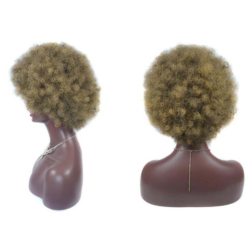 Khaki Short Afro Curly Hair Wigs Women Large Fluffy Synthetic Hair Short Full Wig for Party and Daily - Image 2
