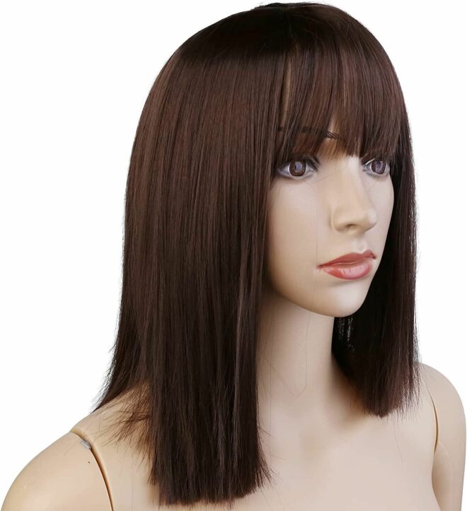 Wigs for Women Lovely Blonde Blue Brown Headband Wigs for Women Blonde Human Long Hair Wig Synthetic Wig with Bangs - Image 4