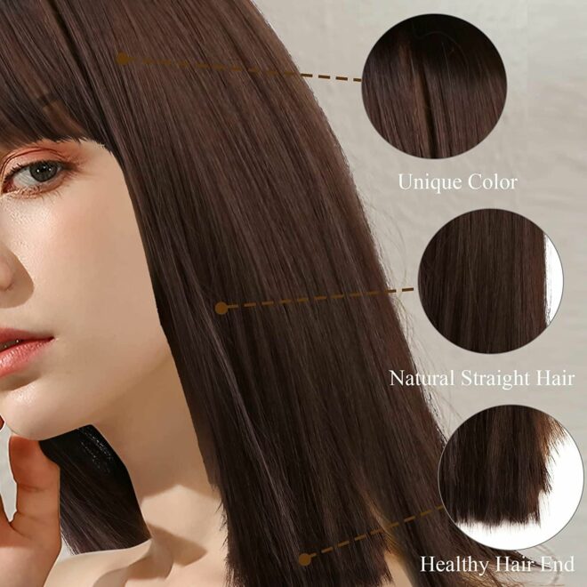Wigs for Women Lovely Blonde Blue Brown Headband Wigs for Women Blonde Human Long Hair Wig Synthetic Wig with Bangs - Image 7