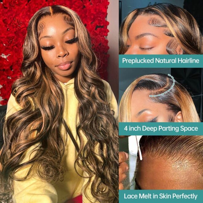 Honey Blonde Ombre Highlight Wig 13x6 Hd Lace Frontal Wig Body Wave Lace Front Wig Human Hair 13x4 Colored Human Hair Wigs - Image 21