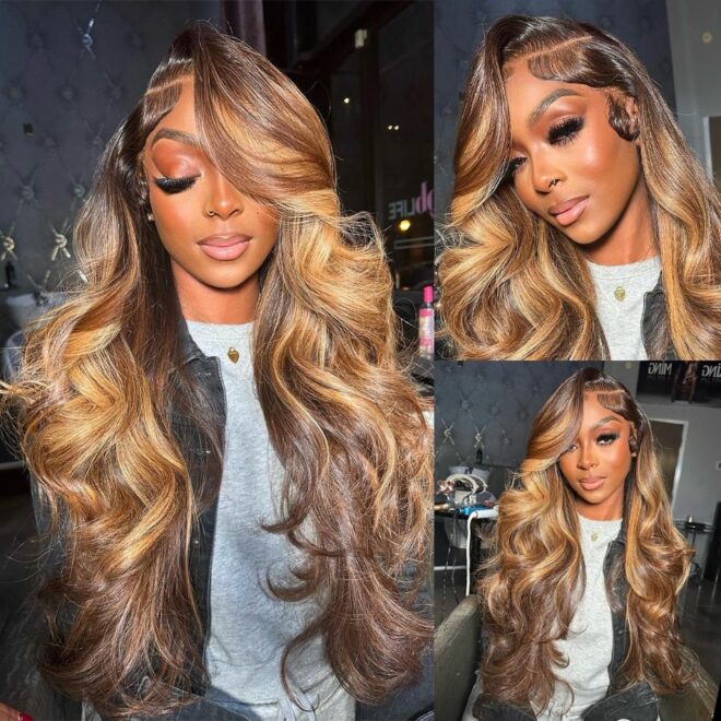 Honey Blonde Ombre Highlight Wig 13x6 Hd Lace Frontal Wig Body Wave Lace Front Wig Human Hair 13x4 Colored Human Hair Wigs - Image 22