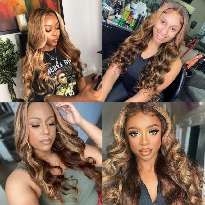 Honey Blonde Ombre Highlight Wig 13x6 Hd Lace Frontal Wig Body Wave Lace Front Wig Human Hair 13x4 Colored Human Hair Wigs - Image 24
