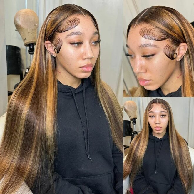 Honey Blonde Highlight Wig Stralght Lace Front Wig Human Hair 13x4 Colored Human Hair Wigs 13x6 Hd Lace Frontal Wig - Image 23