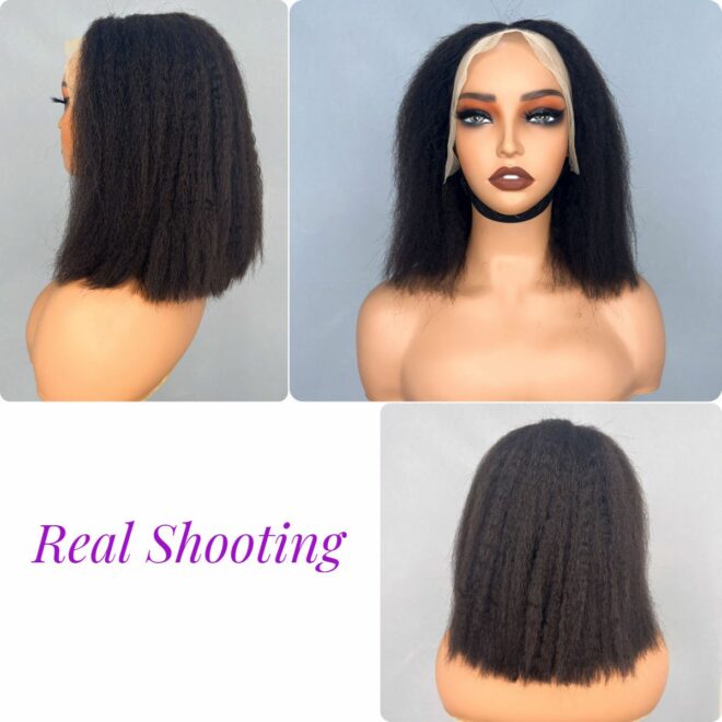 High Quality 13x4 Lace Frontal Glueless Wigs Human Hair Kinky Straight 4x4 HD Lace Closure Wig 4C Edge Baby Hair Brazilian Bob - Image 4