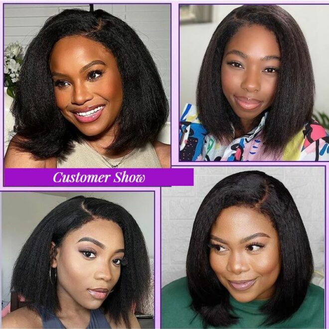 High Quality 13x4 Lace Frontal Glueless Wigs Human Hair Kinky Straight 4x4 HD Lace Closure Wig 4C Edge Baby Hair Brazilian Bob - Image 5