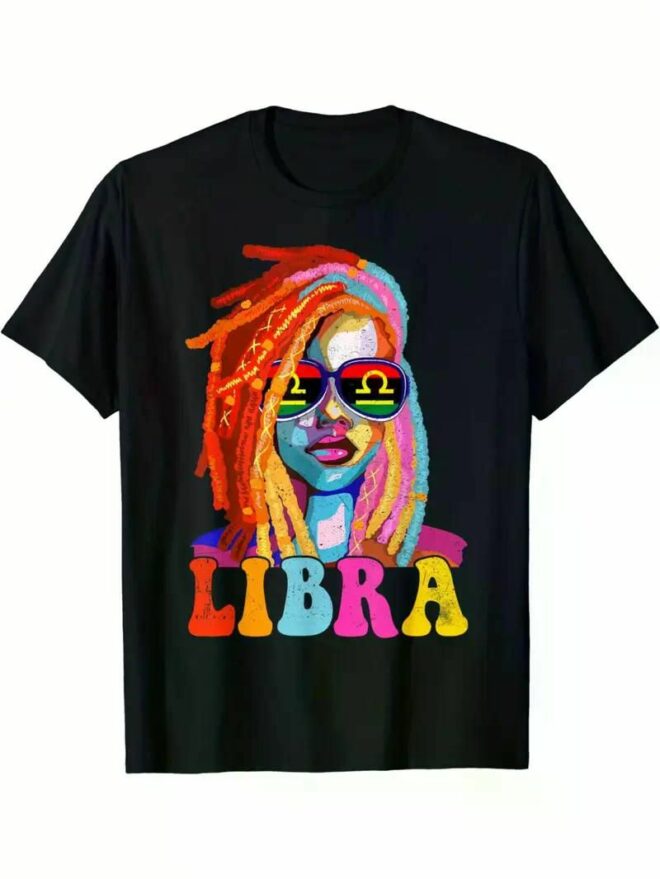 Libra Queen African American Loc'd Women Zodiac Sign T-Shirt - Soft, Vibrant Artistic Print - Image 31