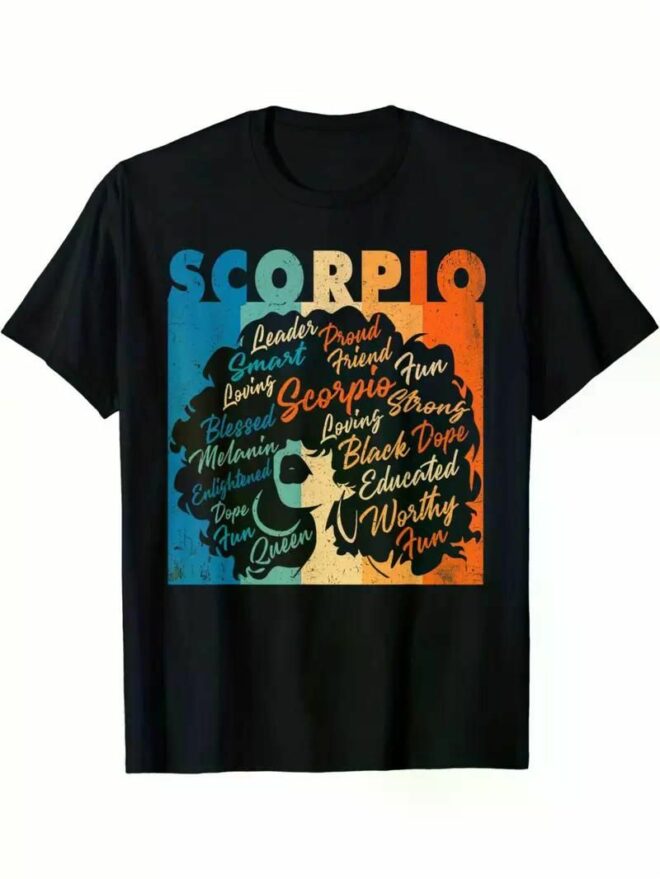 African American Women Zodiac Birthday Scorpio Girl T-Shirt, Women's Clothing loose clothes Comfort pure cotton - Image 25