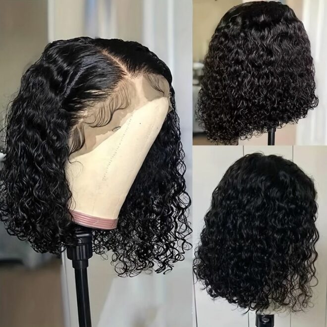 Luxurious Deep Wave Curly Bob Lace Front Wig for Women - 200% Density, 13x4 HD Transparent Swiss Lace, Pre-Plucked & Glueless, Brazilian Human Hair, Water Wave Texture, Available in 10-16 Inches - Image 36