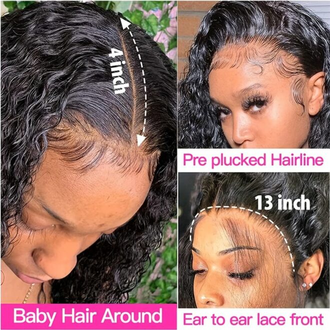 Luxurious Deep Wave Curly Bob Lace Front Wig for Women - 200% Density, 13x4 HD Transparent Swiss Lace, Pre-Plucked & Glueless, Brazilian Human Hair, Water Wave Texture, Available in 10-16 Inches - Image 37