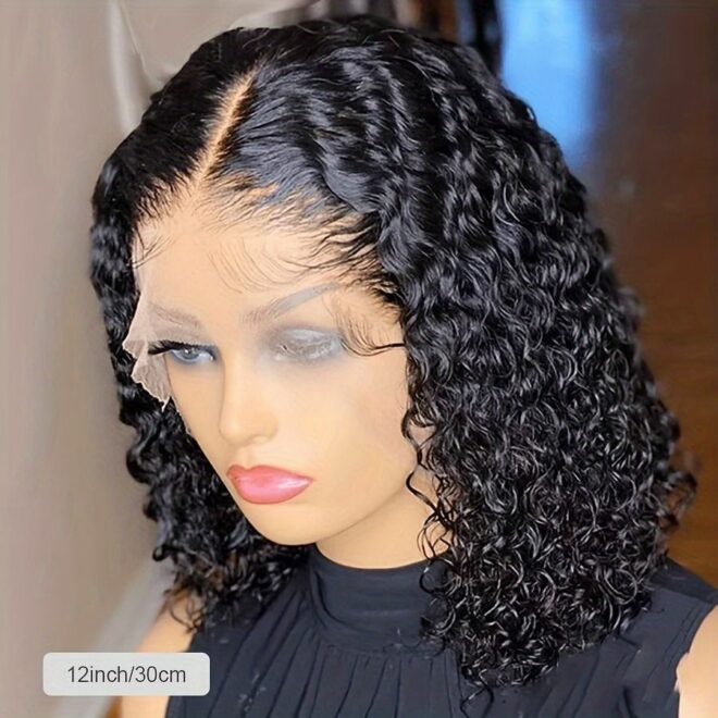 Luxurious Deep Wave Curly Bob Lace Front Wig for Women - 200% Density, 13x4 HD Transparent Swiss Lace, Pre-Plucked & Glueless, Brazilian Human Hair, Water Wave Texture, Available in 10-16 Inches - Image 38