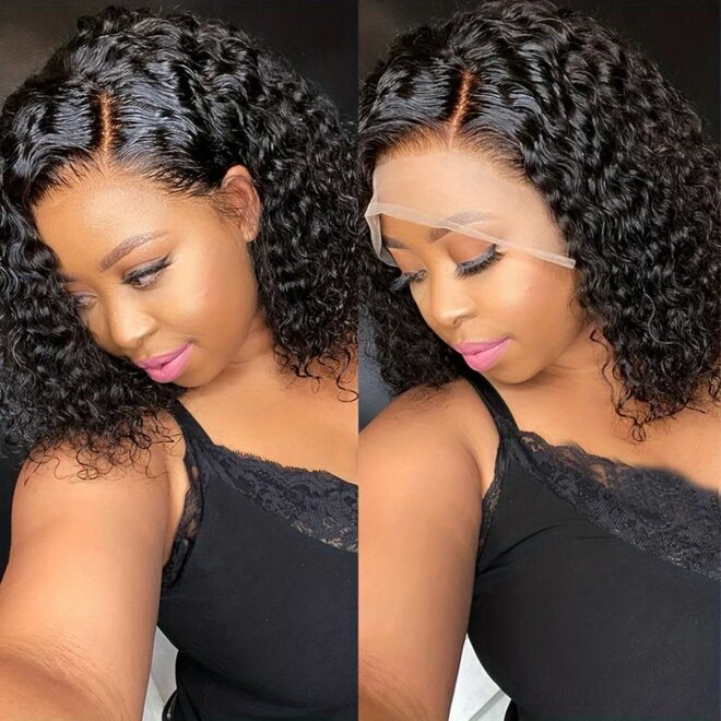 Luxurious Deep Wave Curly Bob Lace Front Wig for Women - 200% Density, 13x4 HD Transparent Swiss Lace, Pre-Plucked & Glueless, Brazilian Human Hair, Water Wave Texture, Available in 10-16 Inches - Image 34