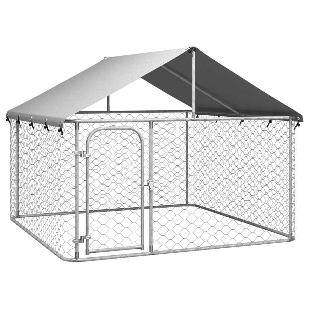 Outdoor Dog Kennel with Roof 78.7"x78.7"x59.1" - Image 2