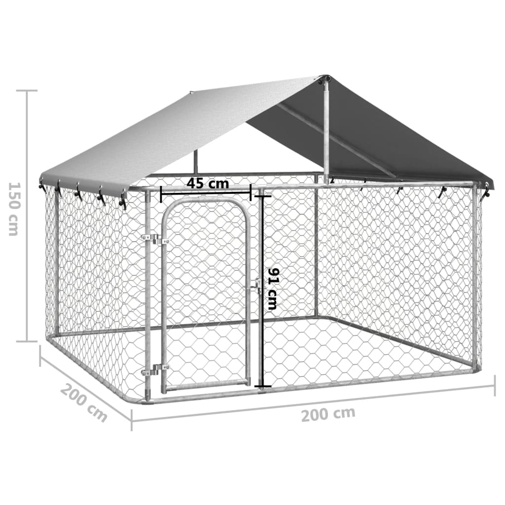 Outdoor Dog Kennel with Roof 78.7"x78.7"x59.1" - Image 6