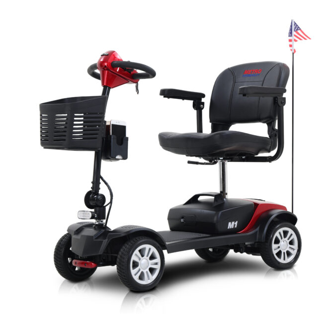 MAX SPORT RED 4 Wheels Outdoor Compact Mobility Scooter with 2pcs*12AH Lead acid Battery - Image 7