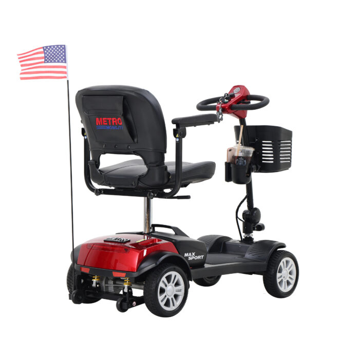 MAX SPORT RED 4 Wheels Outdoor Compact Mobility Scooter with 2pcs*12AH Lead acid Battery - Image 8