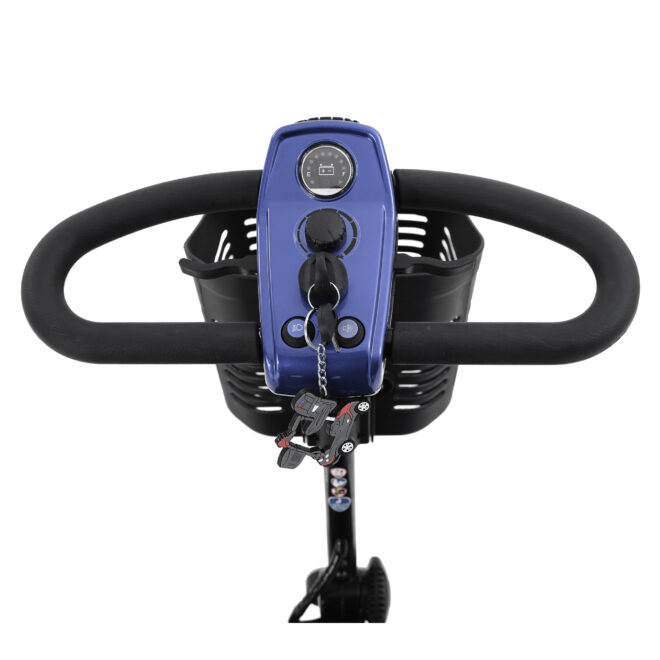 MAX SPORT BLUE 4 Wheels Outdoor Compact Mobility Scooter with 2 in 1 Cup & Phone Holder - Image 6