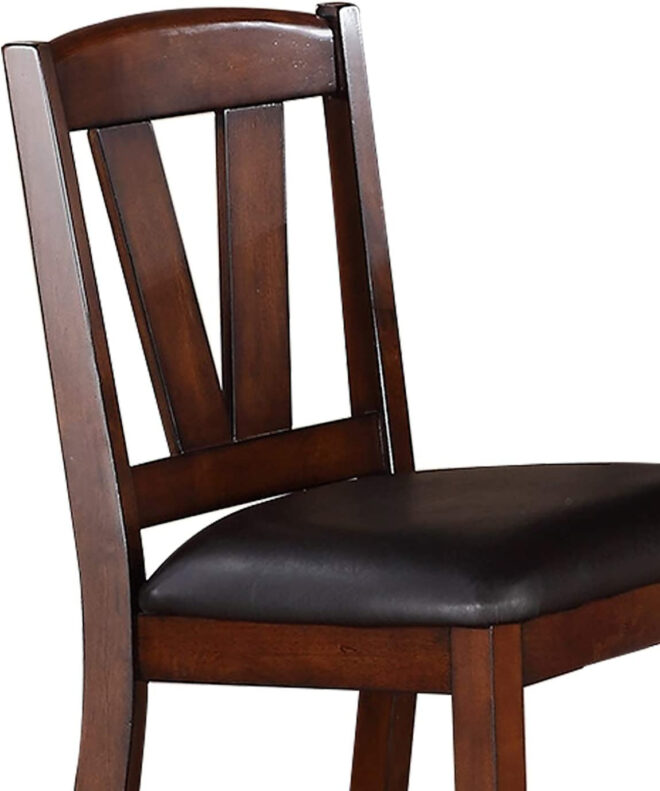 Dark Walnut Wood Framed Back Set of 2 Counter Height Dining Chairs Breakfast Kitchen Cushion Seats - Image 11