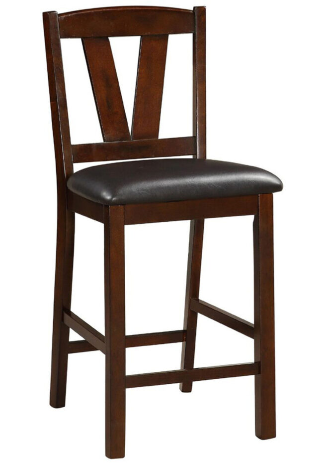 Dark Walnut Wood Framed Back Set of 2 Counter Height Dining Chairs Breakfast Kitchen Cushion Seats - Image 5
