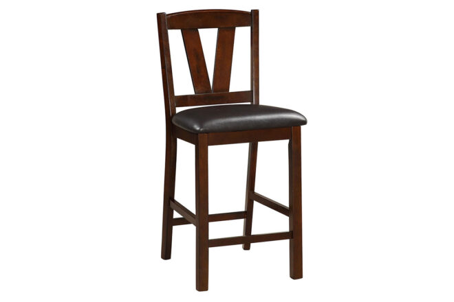 Dark Walnut Wood Framed Back Set of 2 Counter Height Dining Chairs Breakfast Kitchen Cushion Seats - Image 6