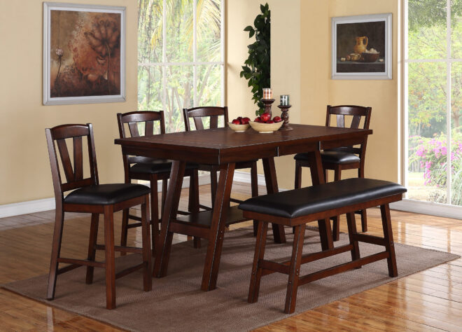 Dark Walnut Wood Framed Back Set of 2 Counter Height Dining Chairs Breakfast Kitchen Cushion Seats - Image 7