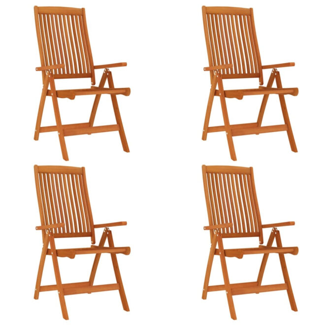 Folding Patio Chairs 4 pcs Solid Wood Eucalyptus - Image 2