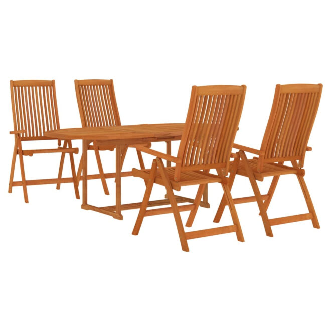 5 Piece Patio Dining Set Solid Wood Eucalyptus - Image 3