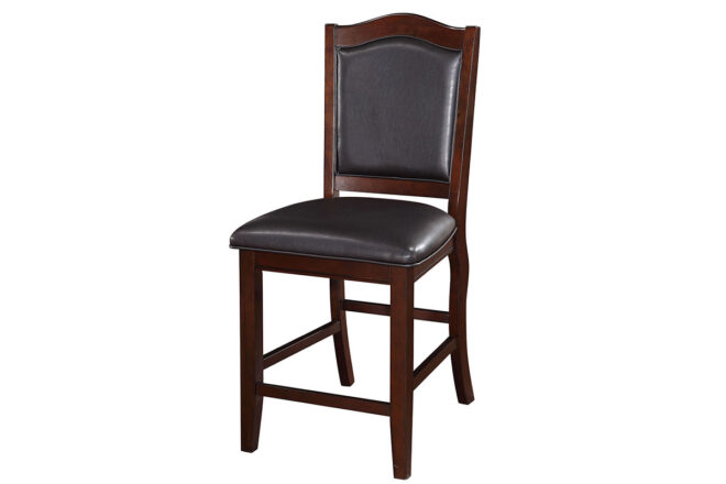 Dark Brown Wood Finish Set of 2 Counter Height Chairs Faux Leather Upholstery Seat Back Kitchen Dining Room Chair - Image 3