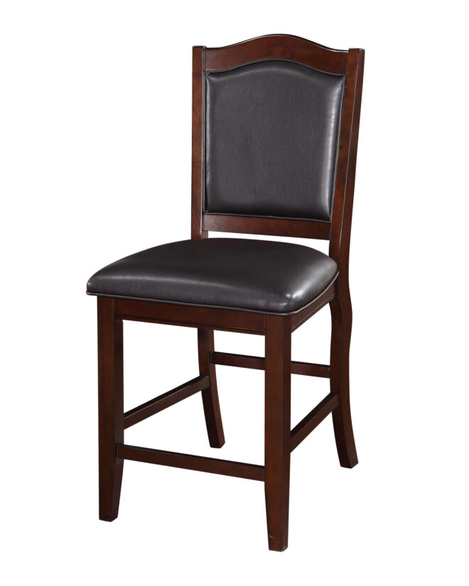Dark Brown Wood Finish Set of 2 Counter Height Chairs Faux Leather Upholstery Seat Back Kitchen Dining Room Chair - Image 7
