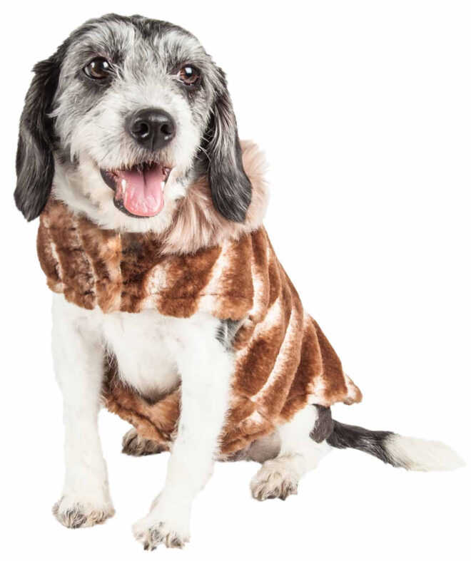 Pet Life Luxe 'Tira-Poochoo' Tiramisu Patterned Mink Dog Coat Jacket - Image 32