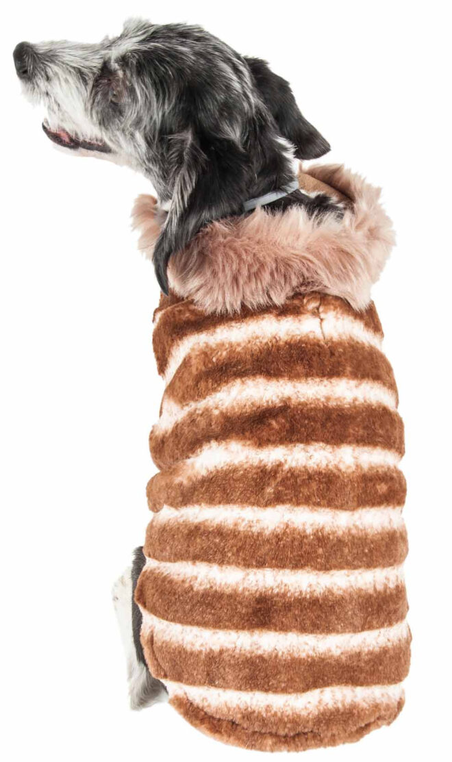 Pet Life Luxe 'Tira-Poochoo' Tiramisu Patterned Mink Dog Coat Jacket - Image 33