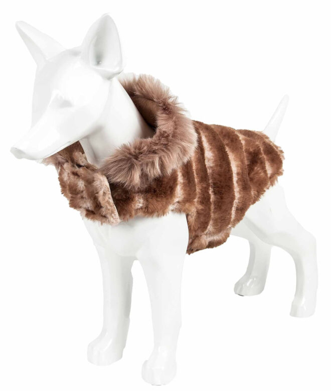 Pet Life Luxe 'Tira-Poochoo' Tiramisu Patterned Mink Dog Coat Jacket - Image 34