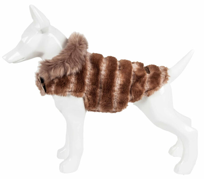 Pet Life Luxe 'Tira-Poochoo' Tiramisu Patterned Mink Dog Coat Jacket - Image 35