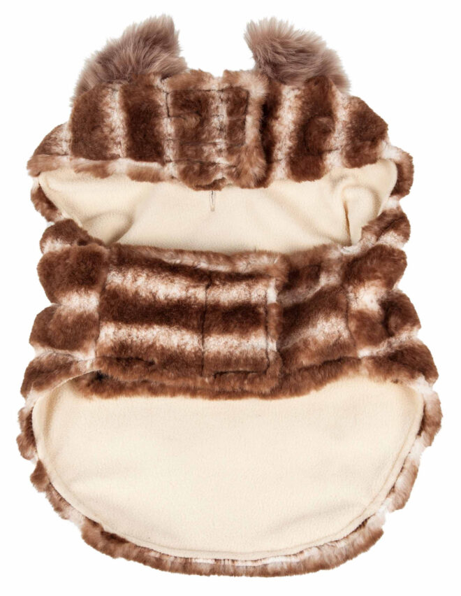 Pet Life Luxe 'Tira-Poochoo' Tiramisu Patterned Mink Dog Coat Jacket - Image 37
