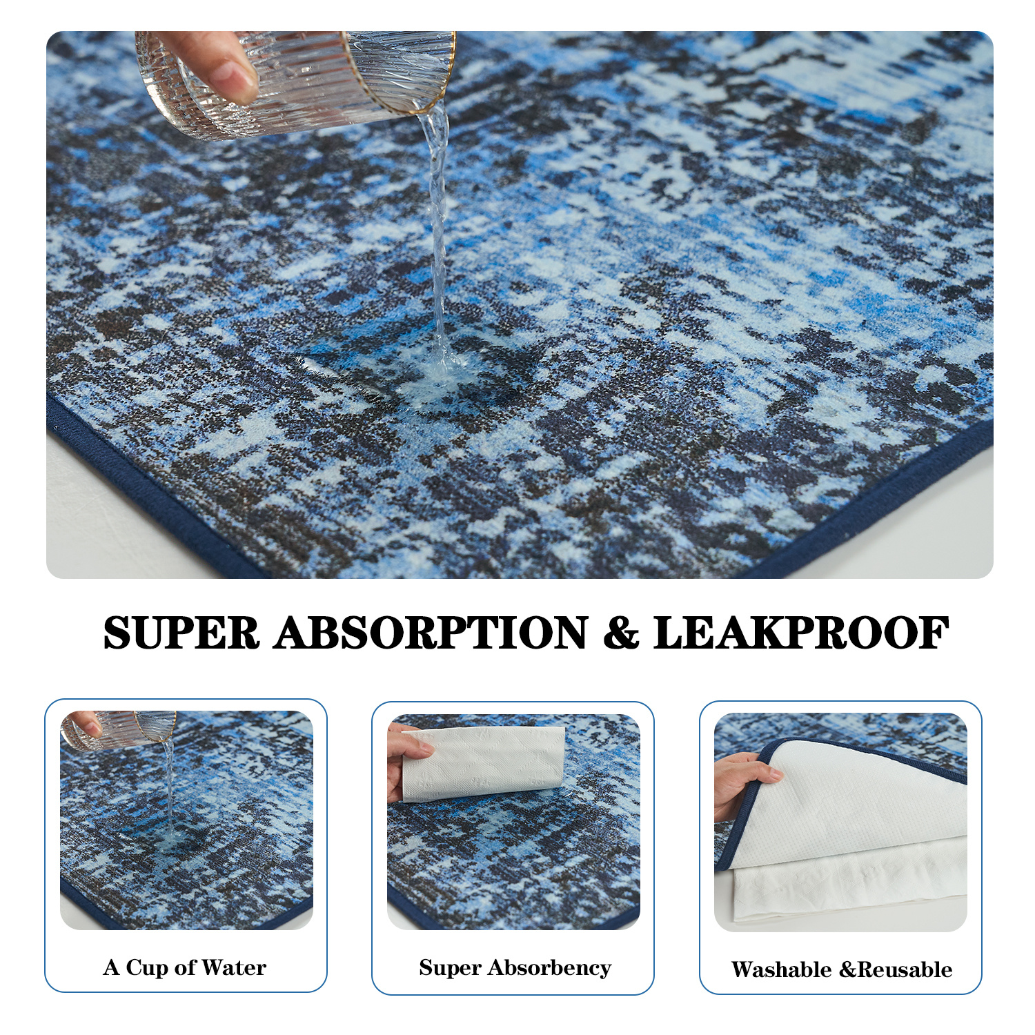 Qeils Washable Pee Pads for Dogs, 2 Pack Reusable Puppy Pads 36"x41" Super Absorbent Leakproof Dog Training Pads, Non-Slip Potty Pads for Floor, Crate, Couch, Whelping Pads Litter Mat Puppy Supplies - Image 2