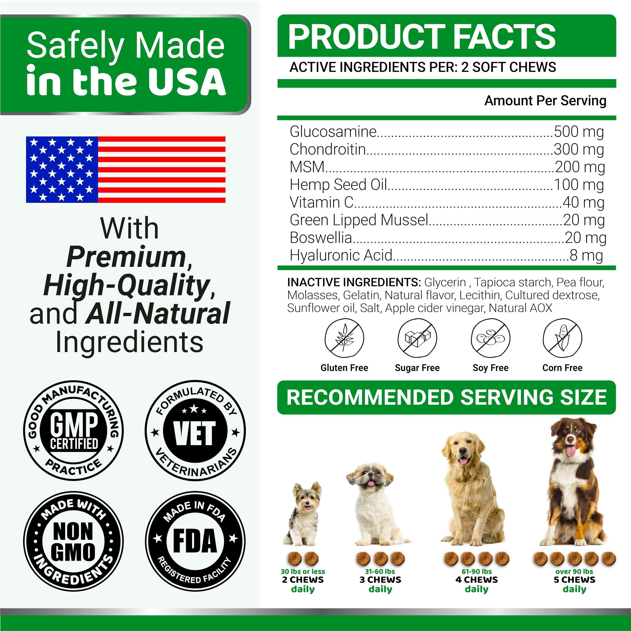Glucosamine for Dogs Hip and Joint Supplement for Dogs 170 Ct Glucosamine Chondroitin for Dogs Chews Dog Joint Pain Relief with MSM Advanced Dog Joint Supplement Health - Image 6