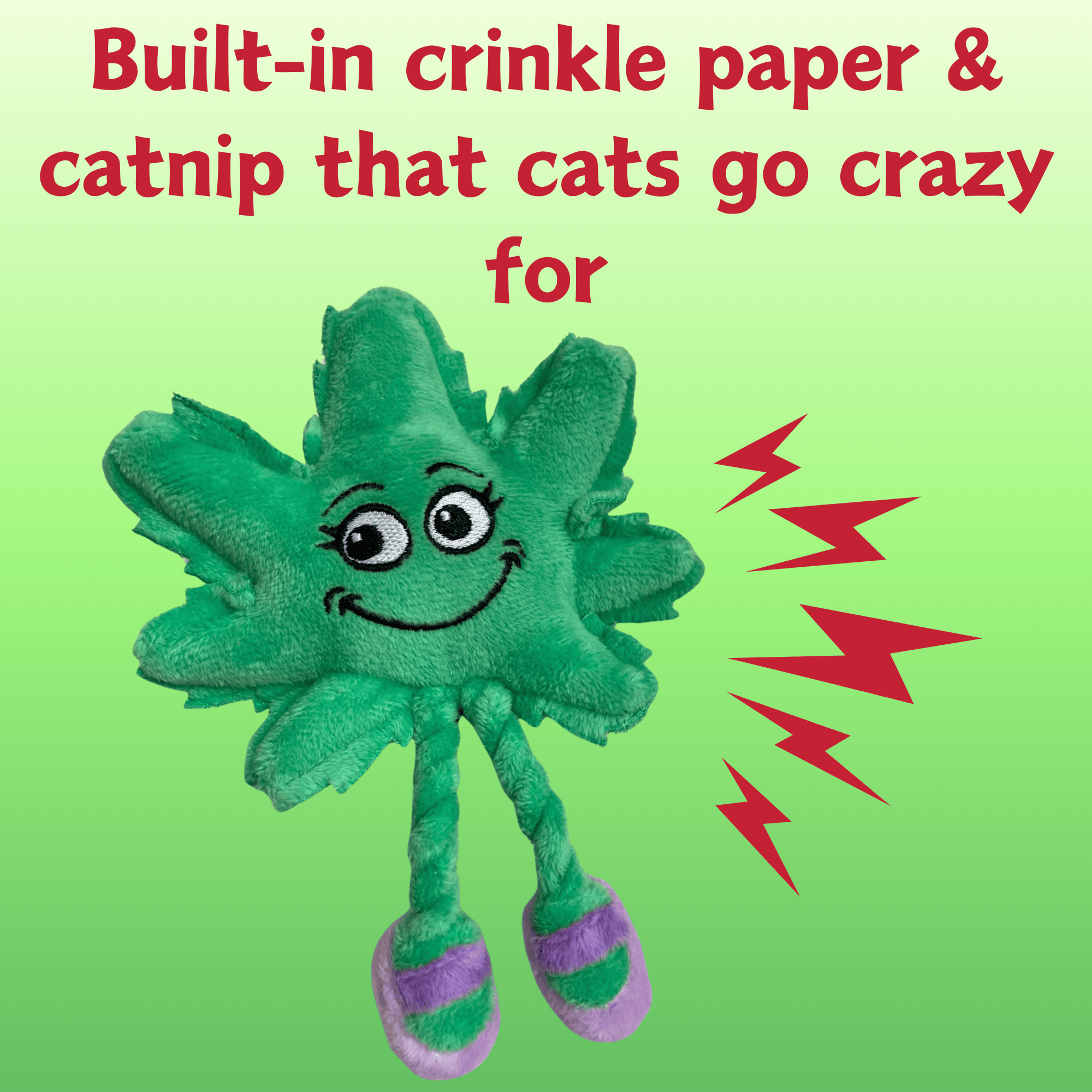 My Name is Lil' Mary Jane, Cute Stuffed Parody Marijuana Leaf Cat Toy, Funny Catnip Weed Theme Toy, Cool Plush Novelty 420 Gift for Cats & Kittens, Play & Photo Prop, Adult Plushie Shelf-Sitter - Image 4
