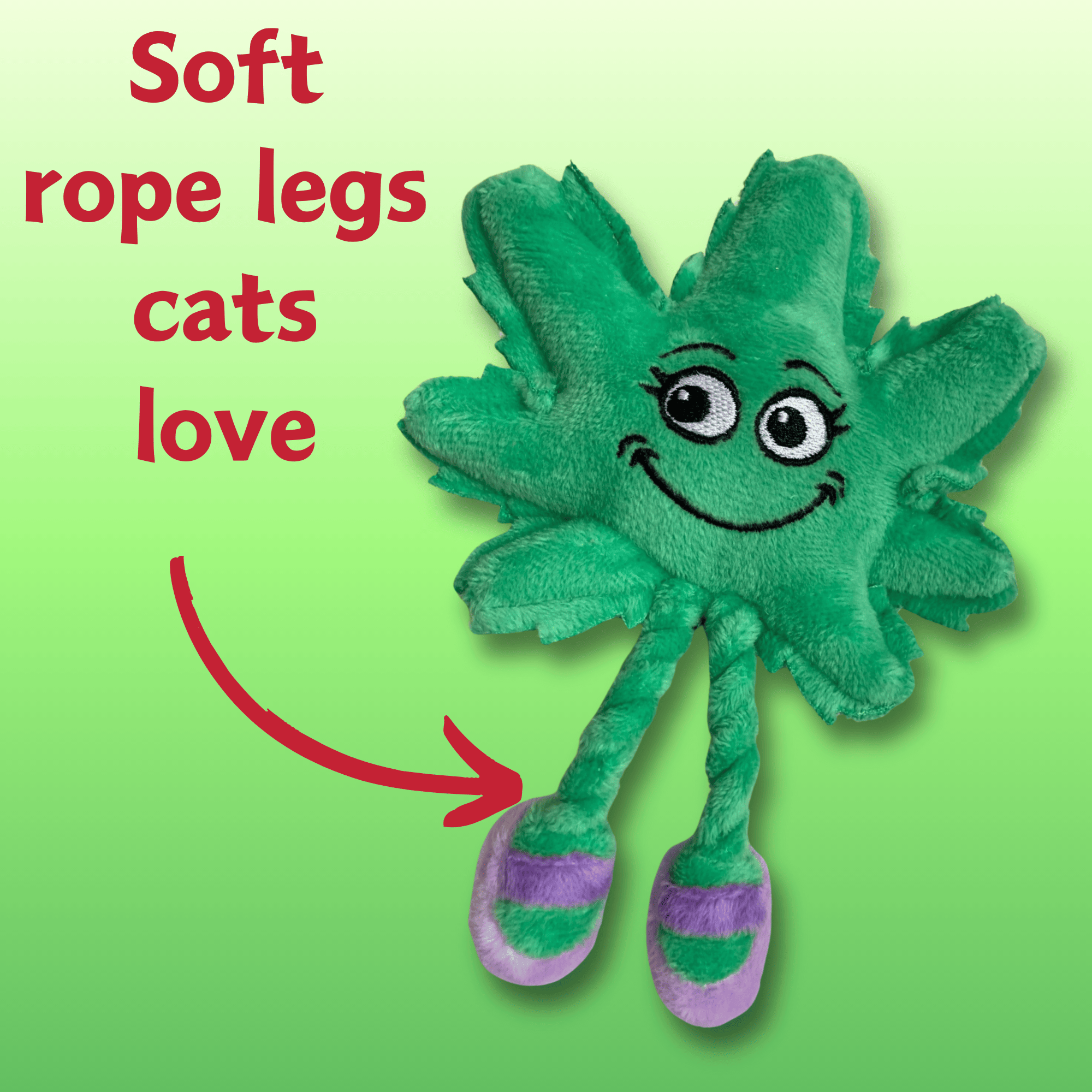My Name is Lil' Mary Jane, Cute Stuffed Parody Marijuana Leaf Cat Toy, Funny Catnip Weed Theme Toy, Cool Plush Novelty 420 Gift for Cats & Kittens, Play & Photo Prop, Adult Plushie Shelf-Sitter - Image 5