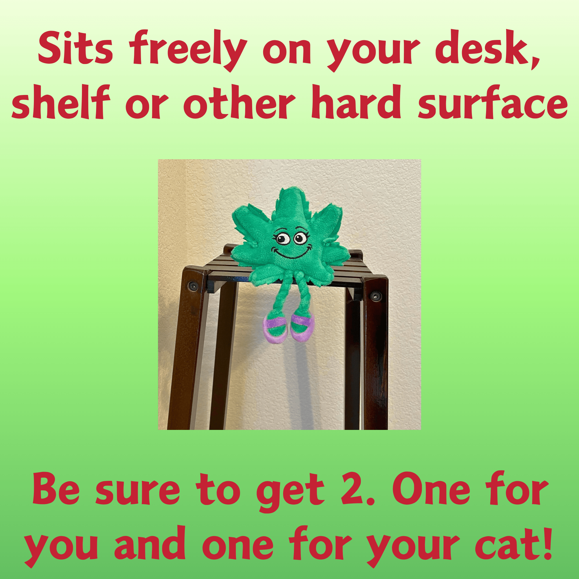 My Name is Lil' Mary Jane, Cute Stuffed Parody Marijuana Leaf Cat Toy, Funny Catnip Weed Theme Toy, Cool Plush Novelty 420 Gift for Cats & Kittens, Play & Photo Prop, Adult Plushie Shelf-Sitter - Image 8