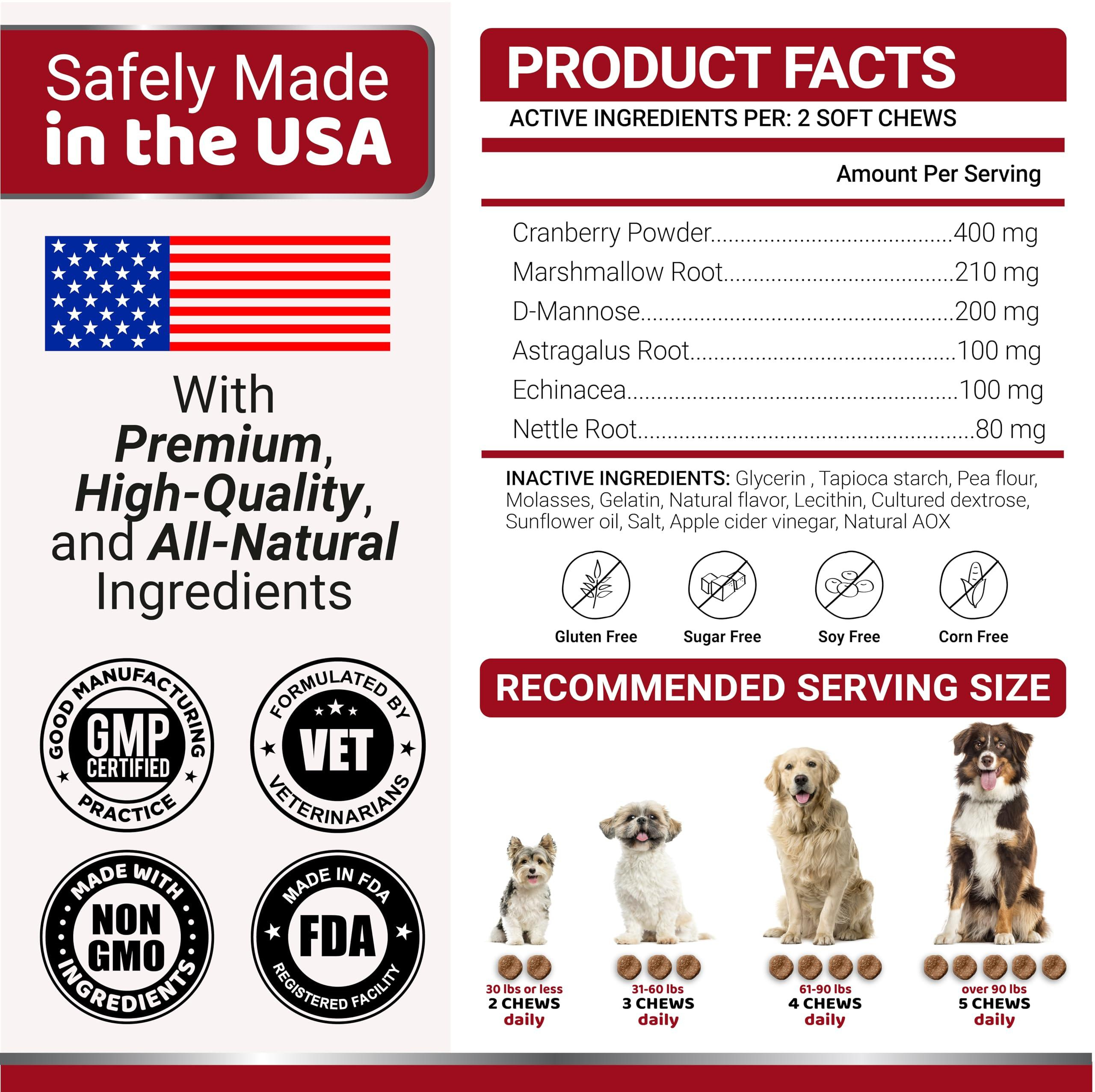 Dog UTI Treatment 170 Treats Cranberry Supplement for Dogs Bladder Control for Dogs - Image 6
