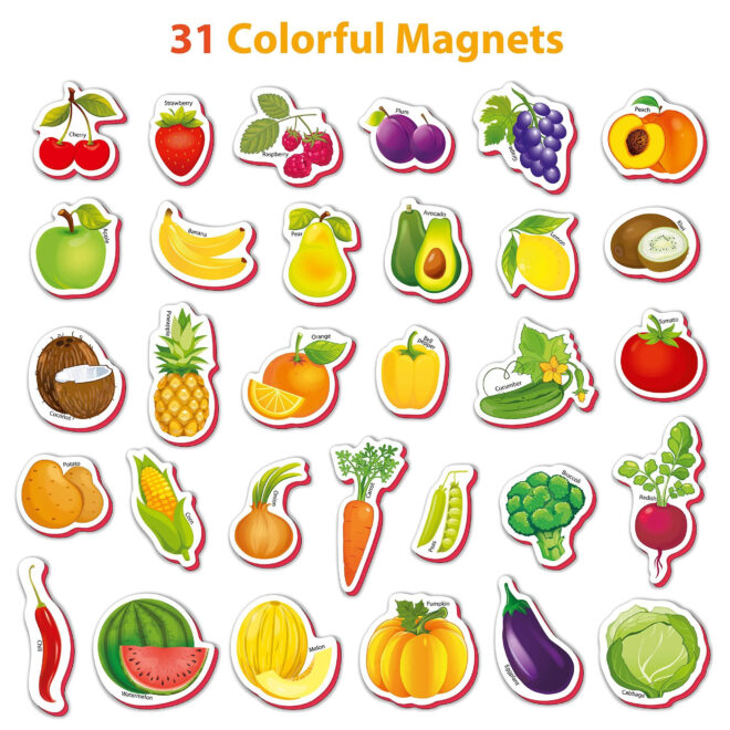 Toddlers 1-3 years Fruits and Veggies Magnets Foam Fridge Magnets - Image 2