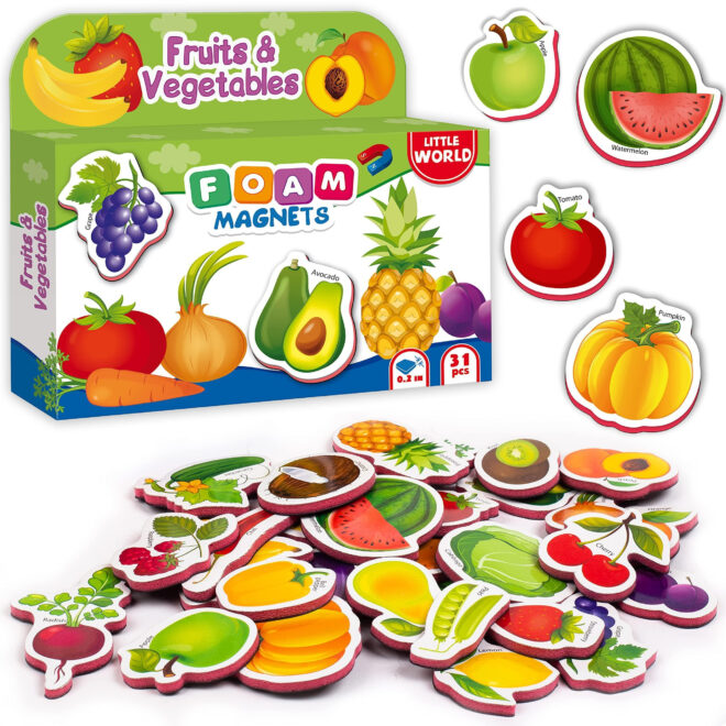 Toddlers 1-3 years Fruits and Veggies Magnets Foam Fridge Magnets