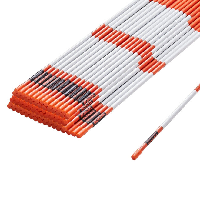 VEVOR Driveway Markers, 100 PCS 48 inch, 0.4 inch Diameter, Orange Fiberglass Poles Snow Stakes with Reflective Tape, 12" Steel Drill Bit & Protection Gloves for Parking Lots, Walkways Easy Visibility - Image 11