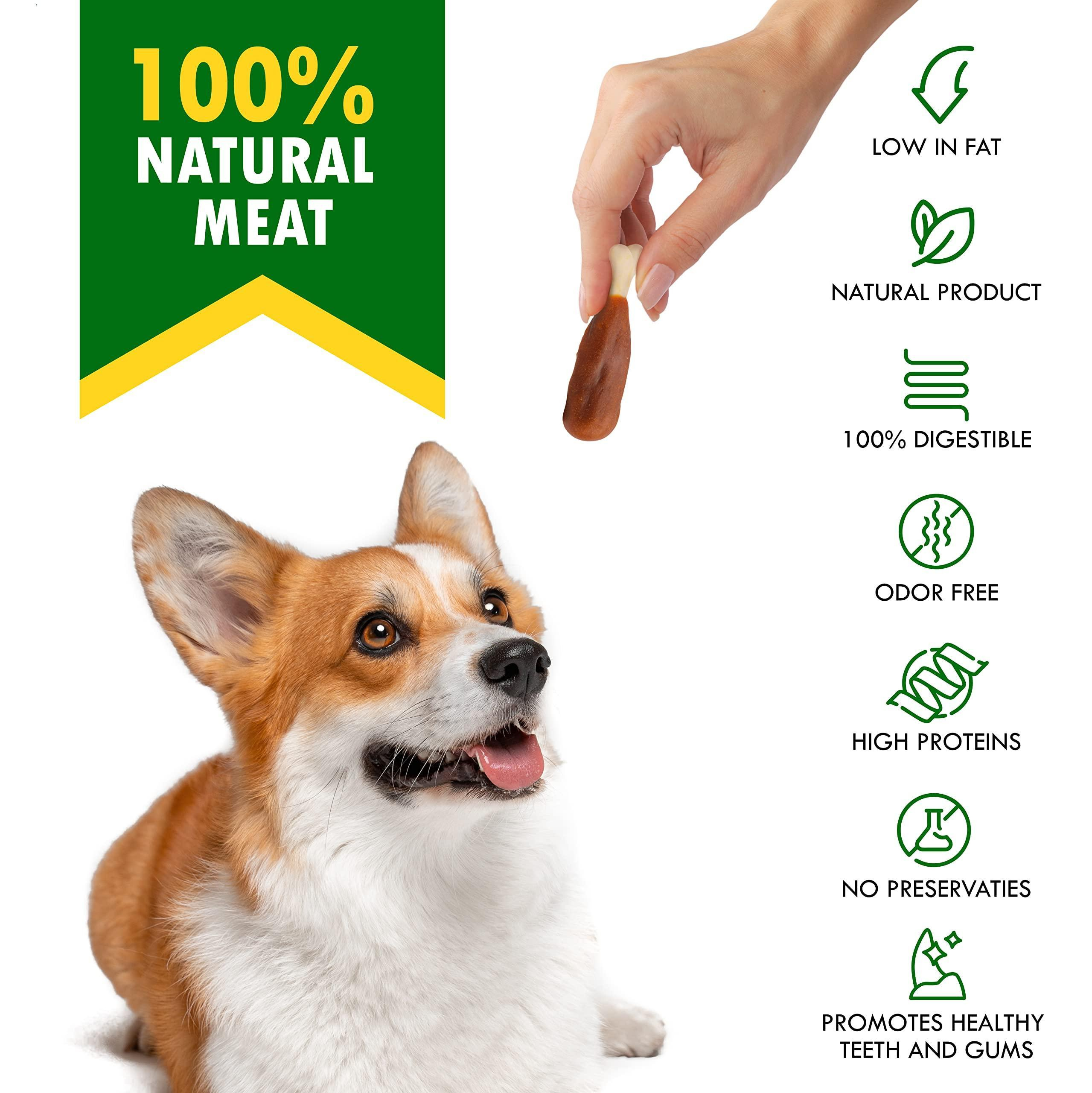 Dog Calcium Bones Wrapped Chicken & Rawhide Free Chew Treats Pet Healthy Dried Snacks Grain Free Organic Meat Chews for Training Small Large Dogs - Image 2