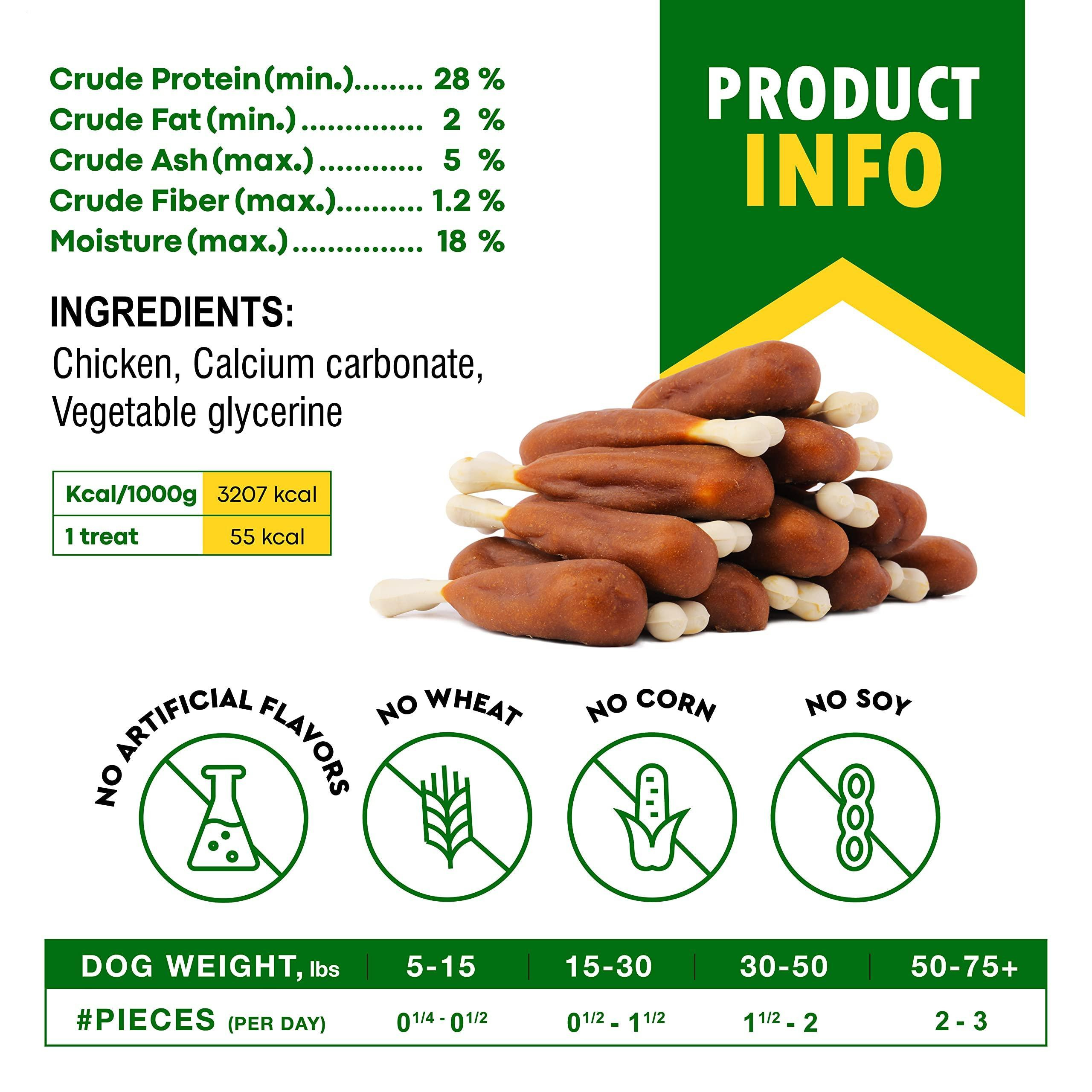 Dog Calcium Bones Wrapped Chicken & Rawhide Free Chew Treats Pet Healthy Dried Snacks Grain Free Organic Meat Chews for Training Small Large Dogs - Image 5